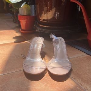 NWB Adorable, Clear Strapped, Block Heels